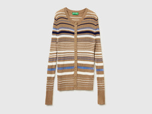 Cardigan a righe in misto viscosa