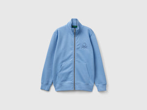 Felpa con zip in puro cotone