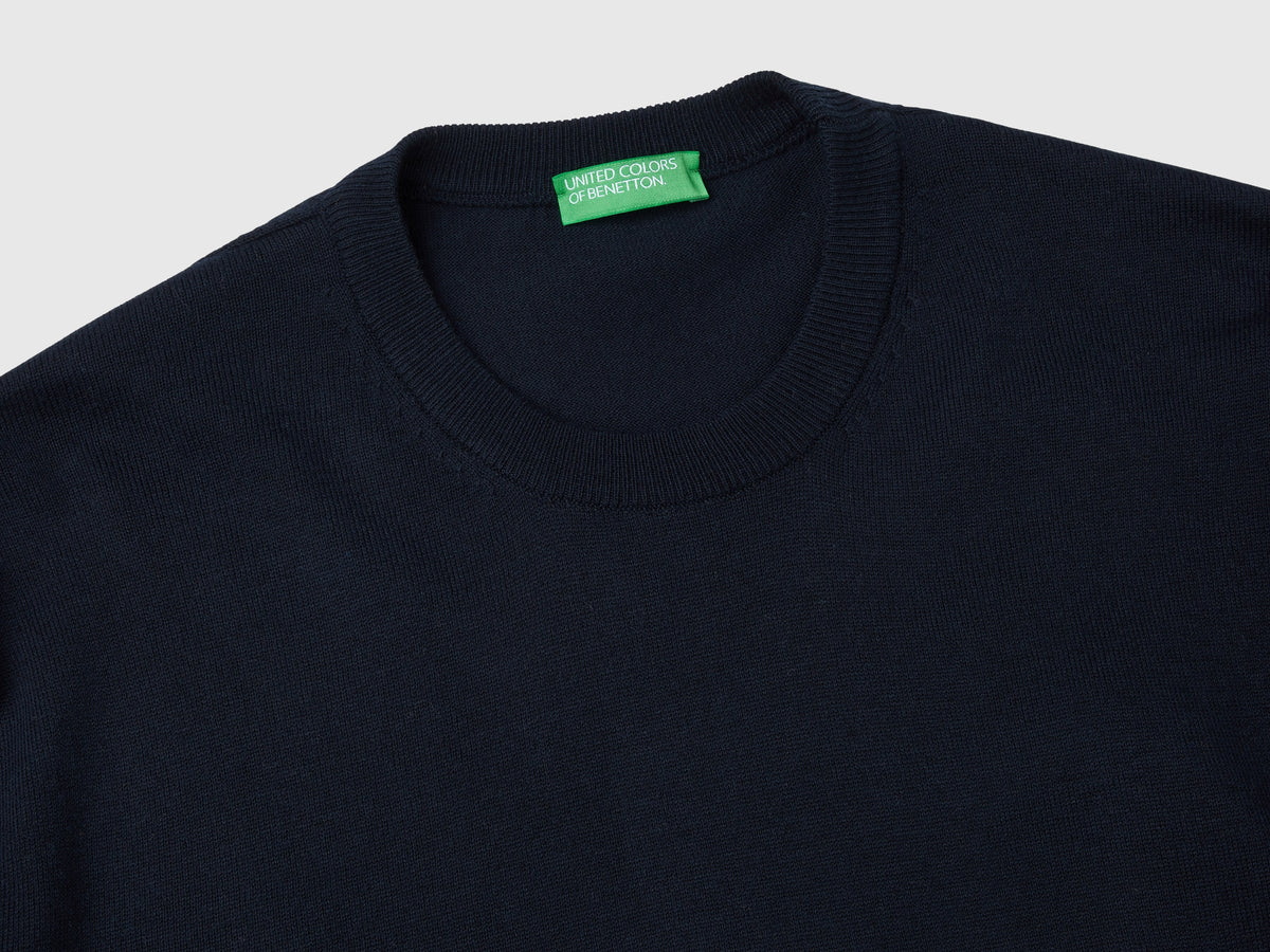 Maglia girocollo in cotone e lana