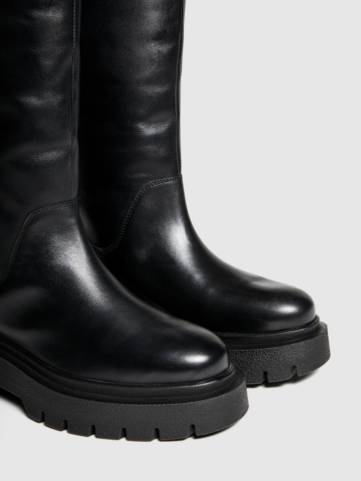 Stivali in pelle con suola chunky