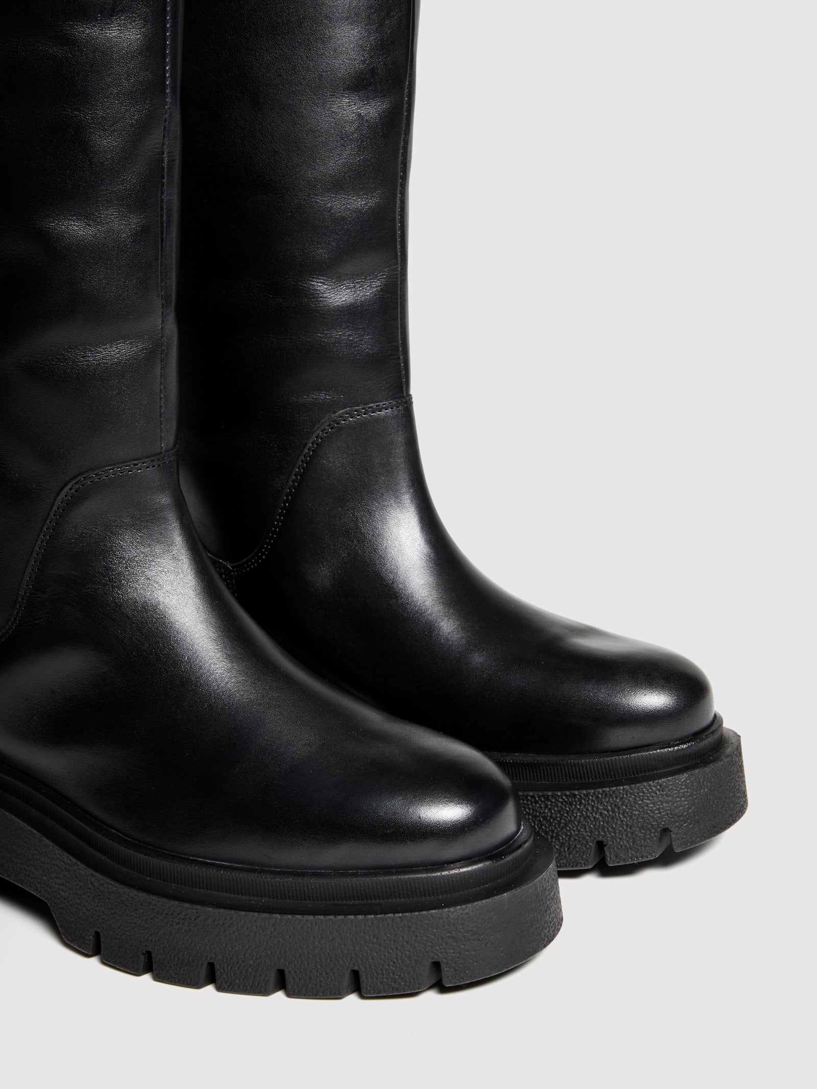 Stivali in pelle con suola chunky da donna nero 3 | Sisley Outlet