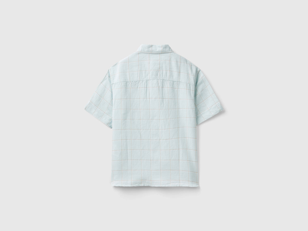 Camicia a quadri in misto lino