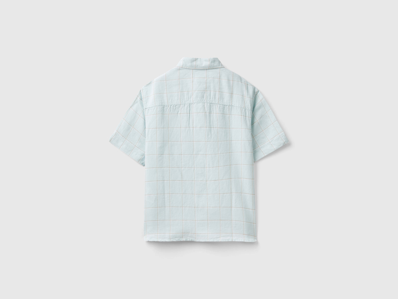 Camicia a quadri in misto lino da bambino azzurro 2 | Benetton Outlet