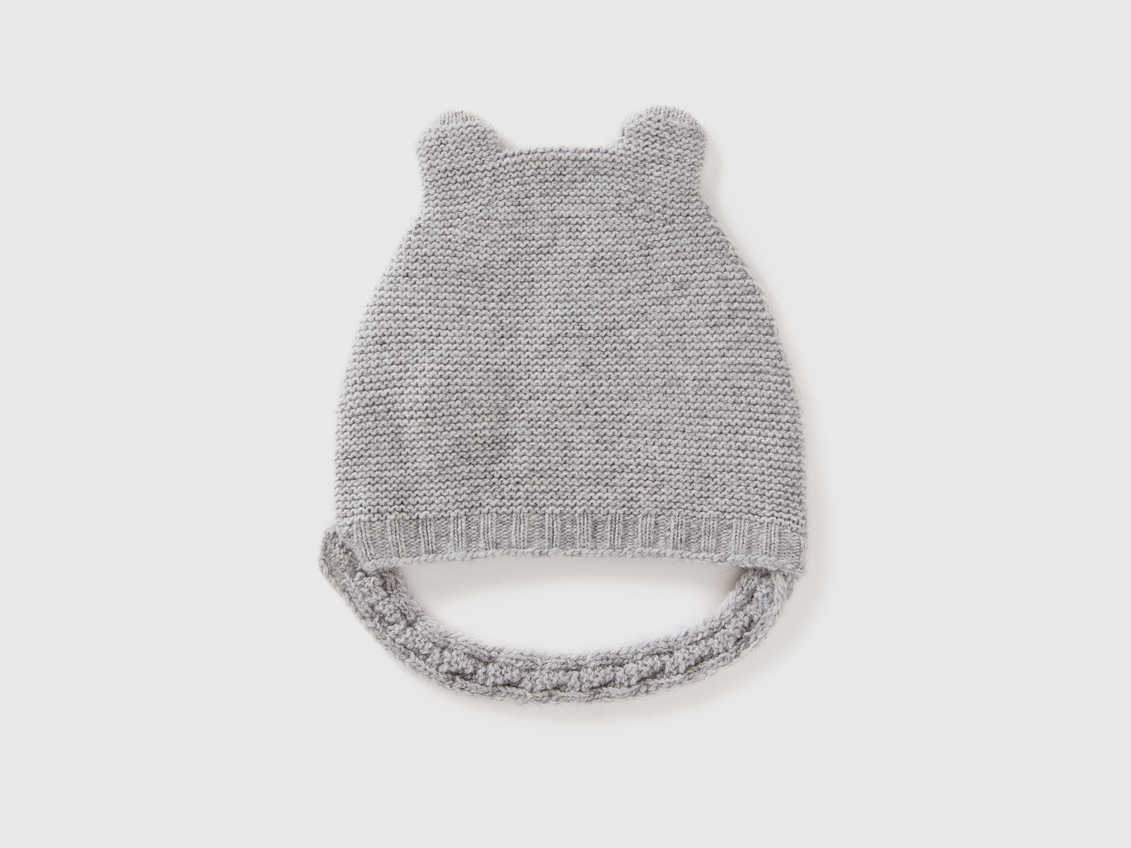 Recycled wool blend hat with ears da neonato grigio chiaro 2 | Benetton Outlet