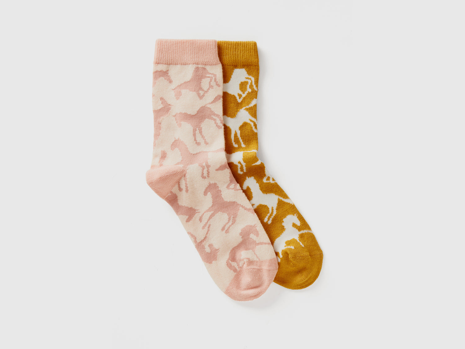 Due paia di calzini lunghi con cavalli da bambino multi-color | Benetton Outlet