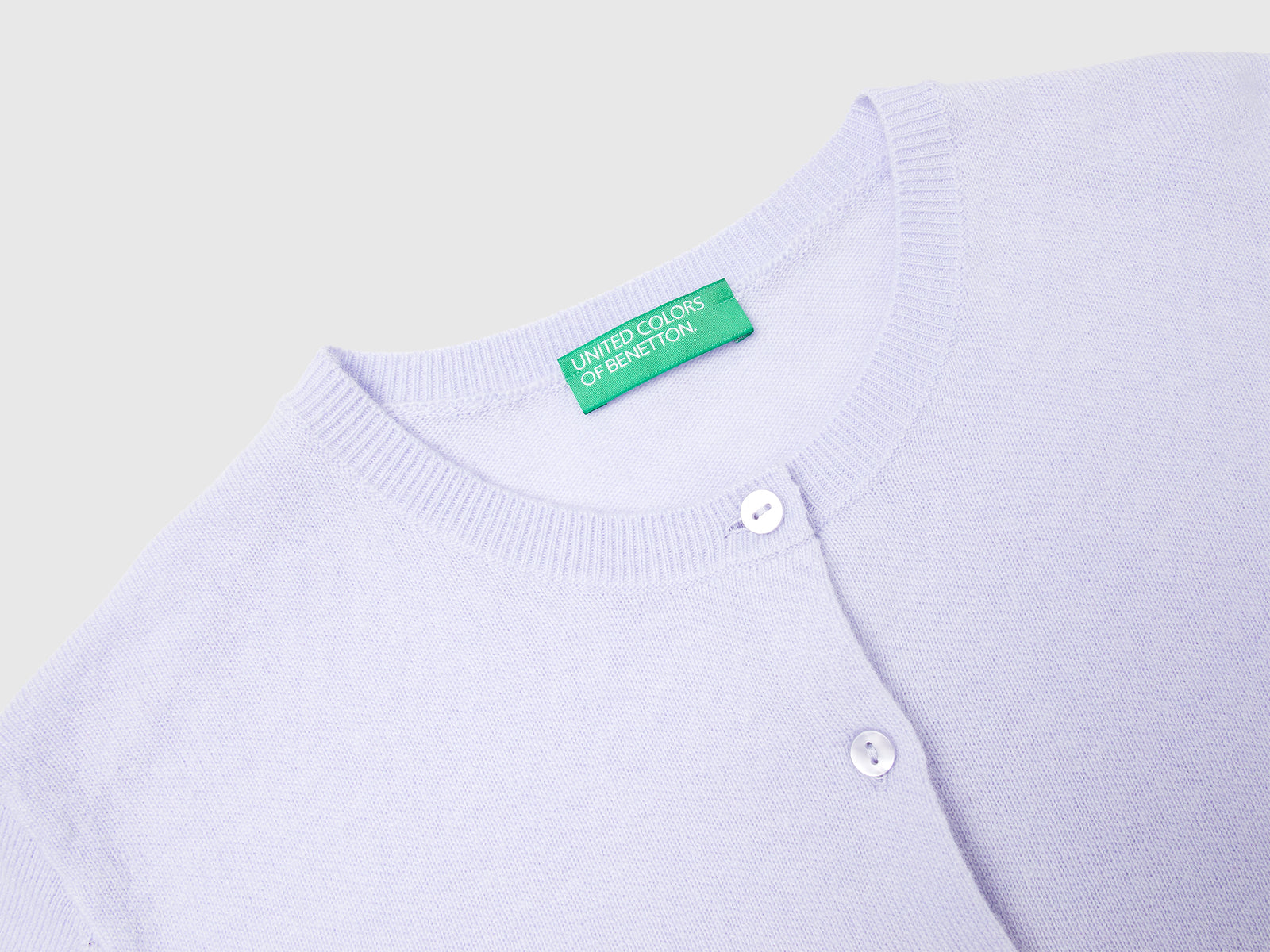 Cardigan girocollo in pura lana Merino da donna lilla 3 | Benetton Outlet