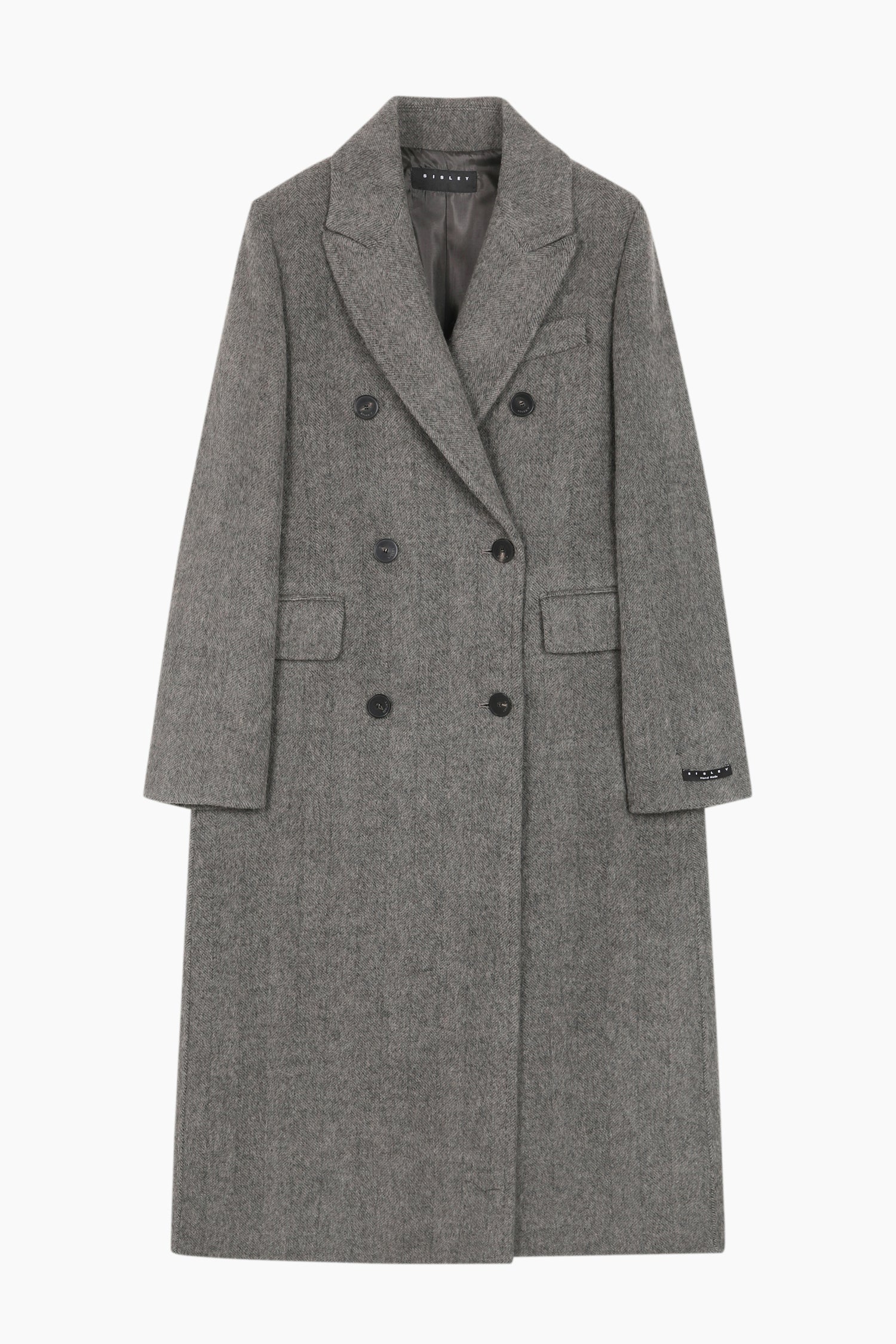 Maxi cappotto doppiopetto da donna grigio chiaro | Sisley Outlet