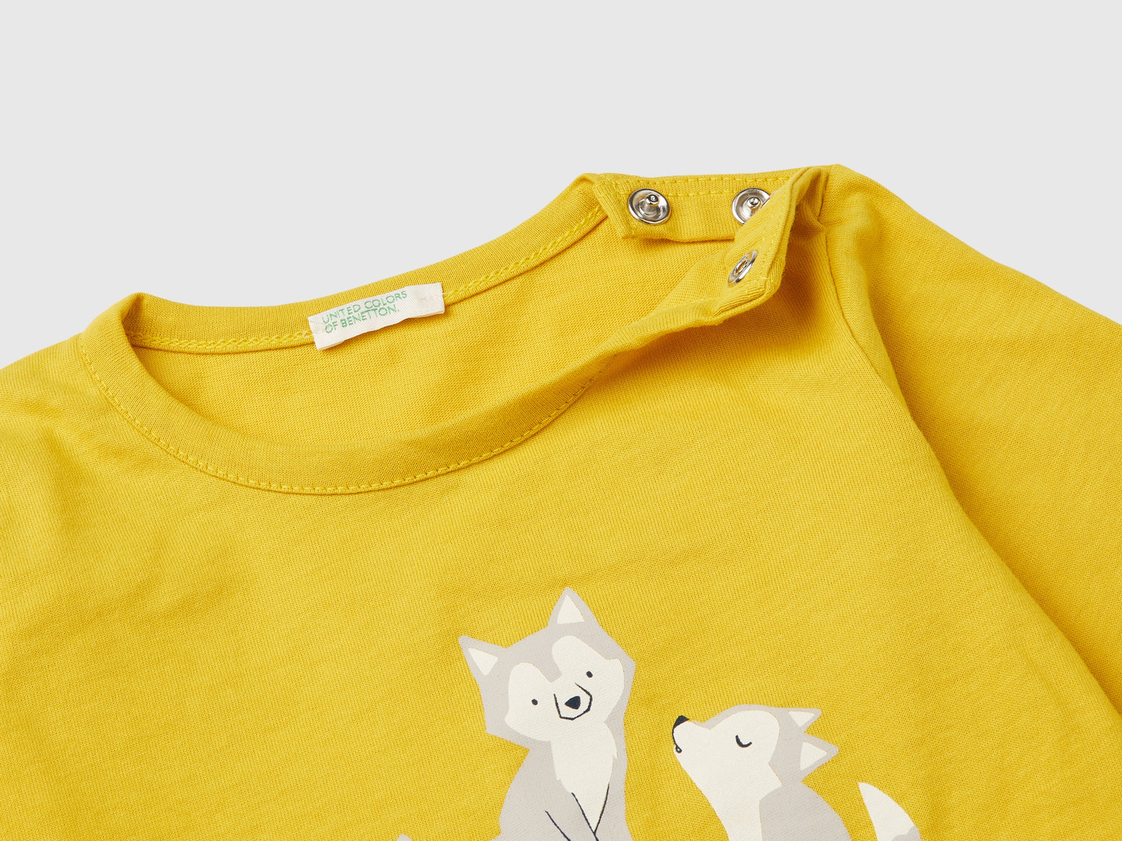 T-shirt a manica lunga in caldo cotone bio da neonato giallo 3 | Benetton Outlet
