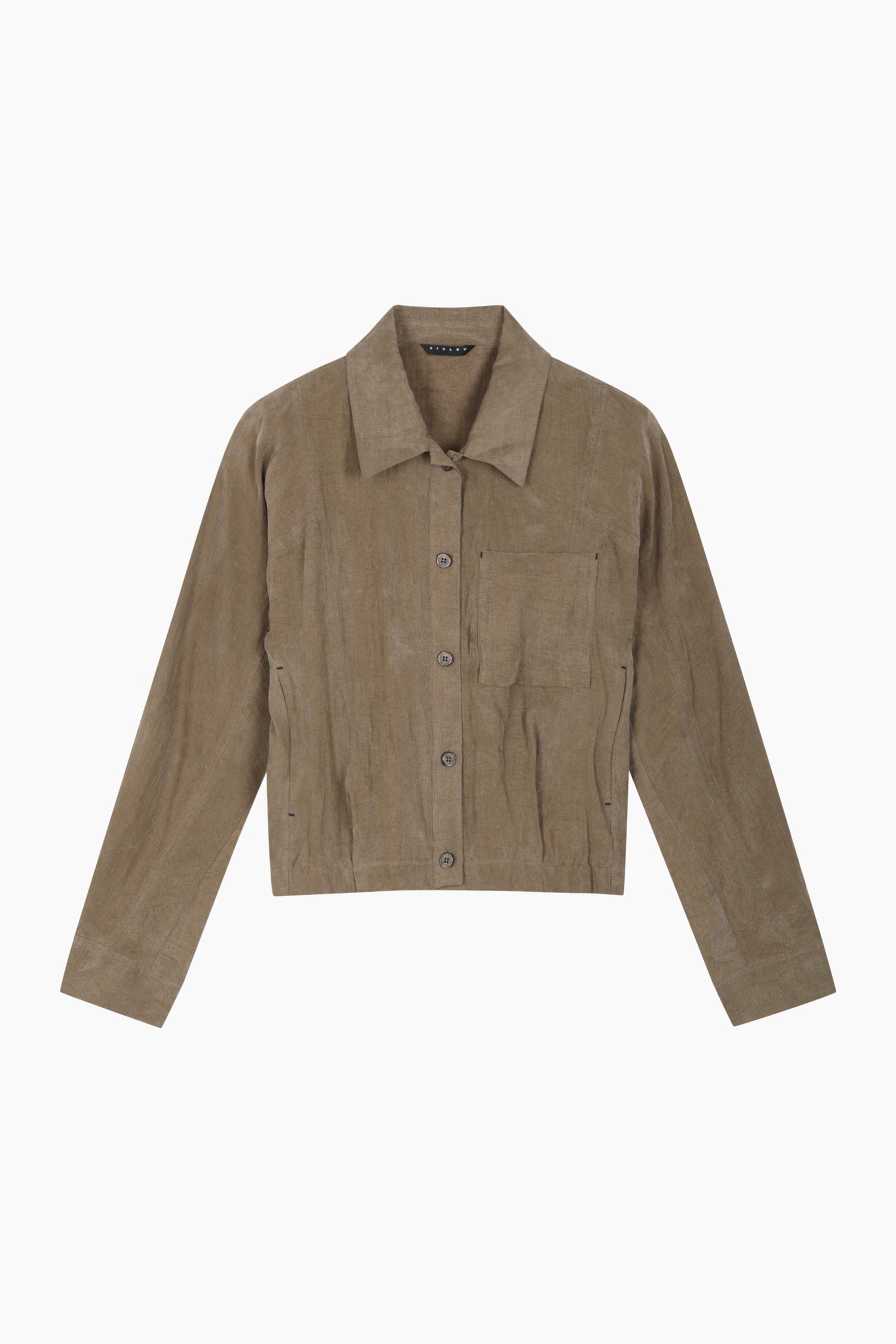Giacca-Camicia effetto stropicciato da donna marrone scuro | Sisley Outlet