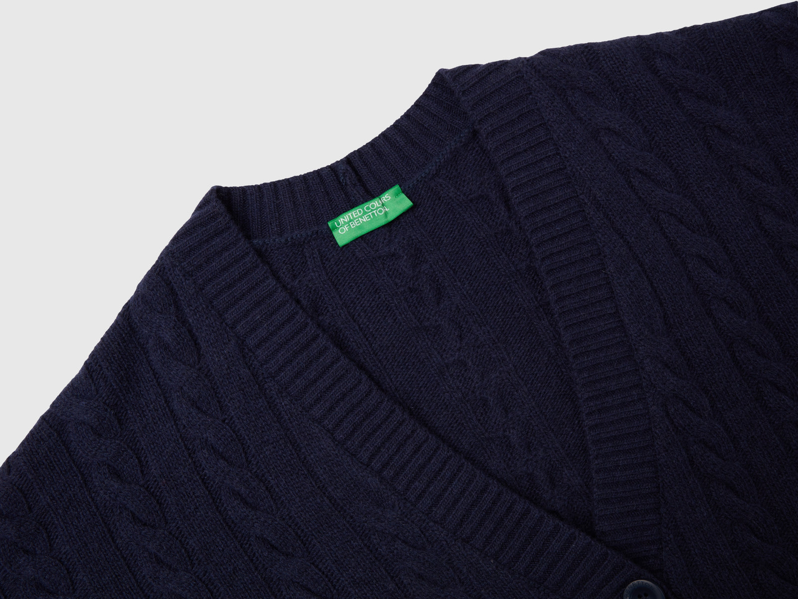 Cardigan over fit con trecce da donna blu scuro 3 | Benetton Outlet