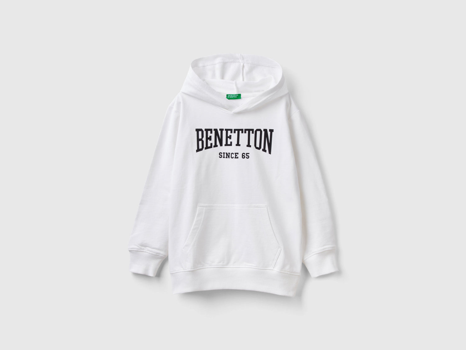 Felpa leggera con cappuccio da bambino bianco | Benetton Outlet