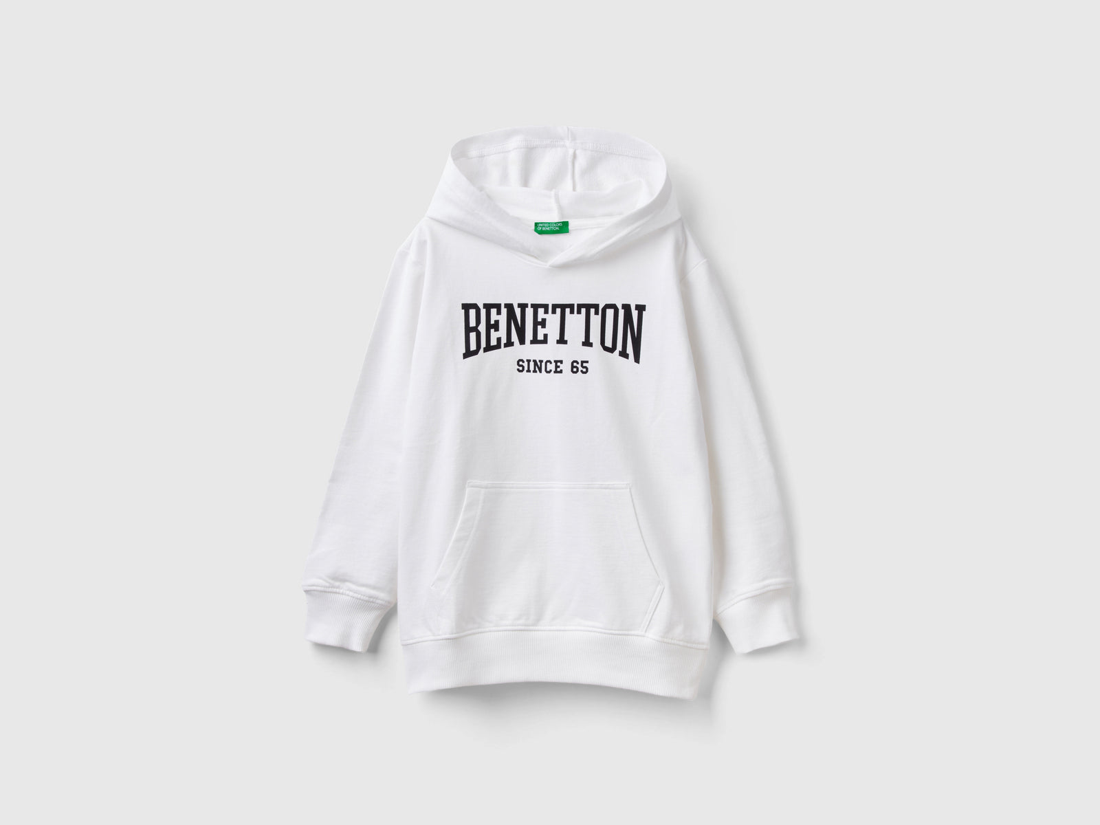 Felpa leggera con cappuccio da bambino bianco | Benetton Outlet