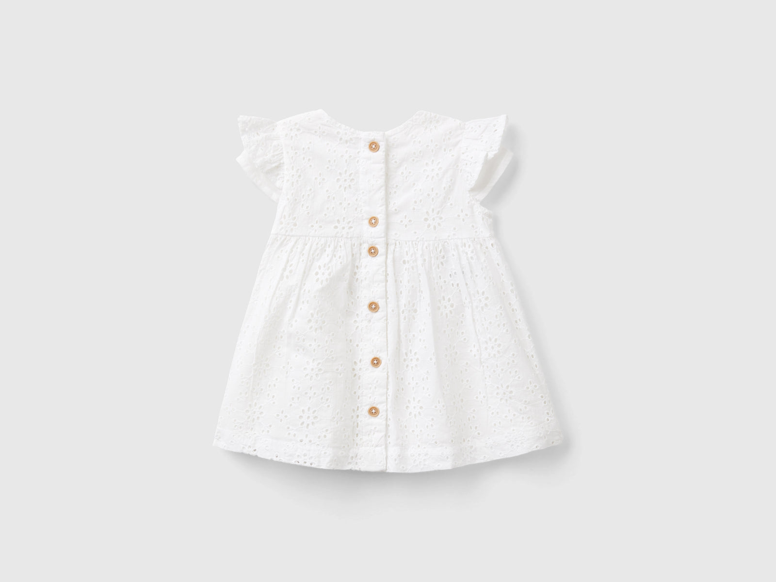 Vestito con ricami sangallo da neonato bianco 2 | Benetton Outlet