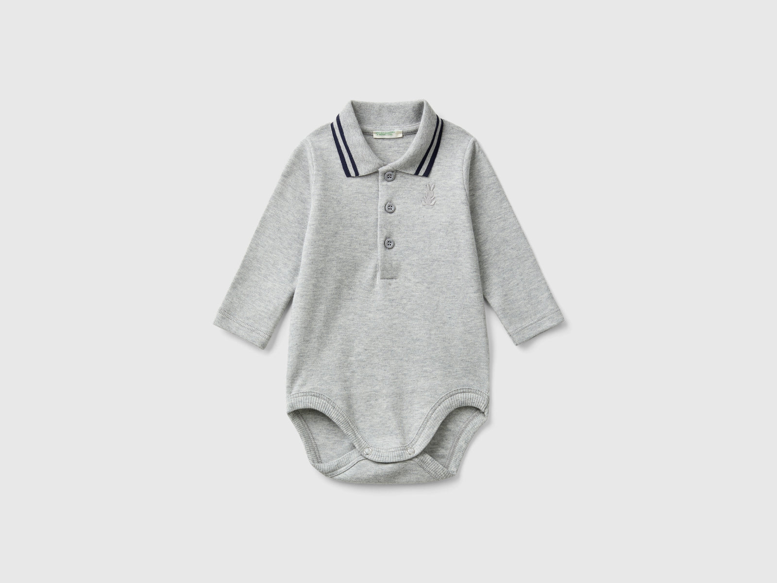 Body a polo in cotone bio da neonato grigio chiaro | Benetton Outlet