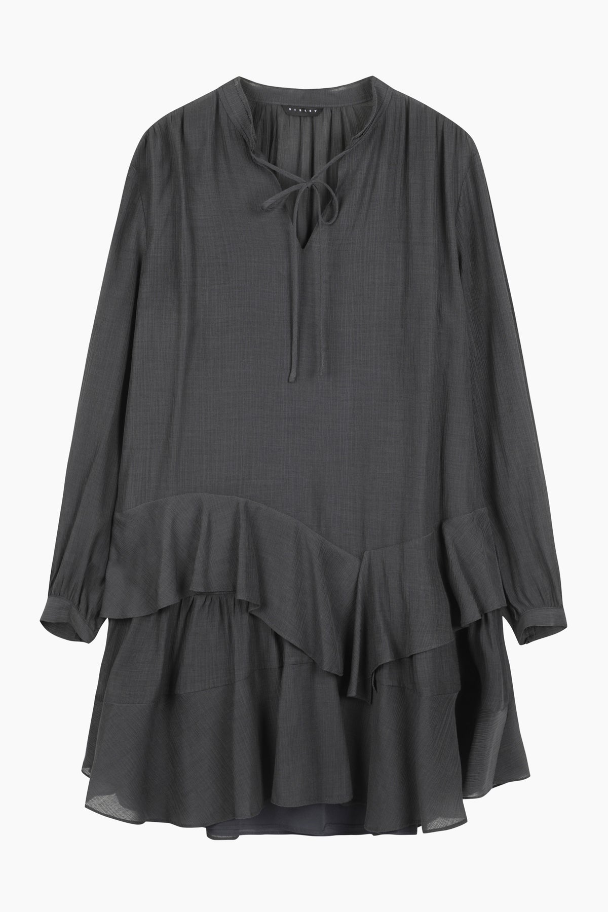 Vestito corto nero con rouches