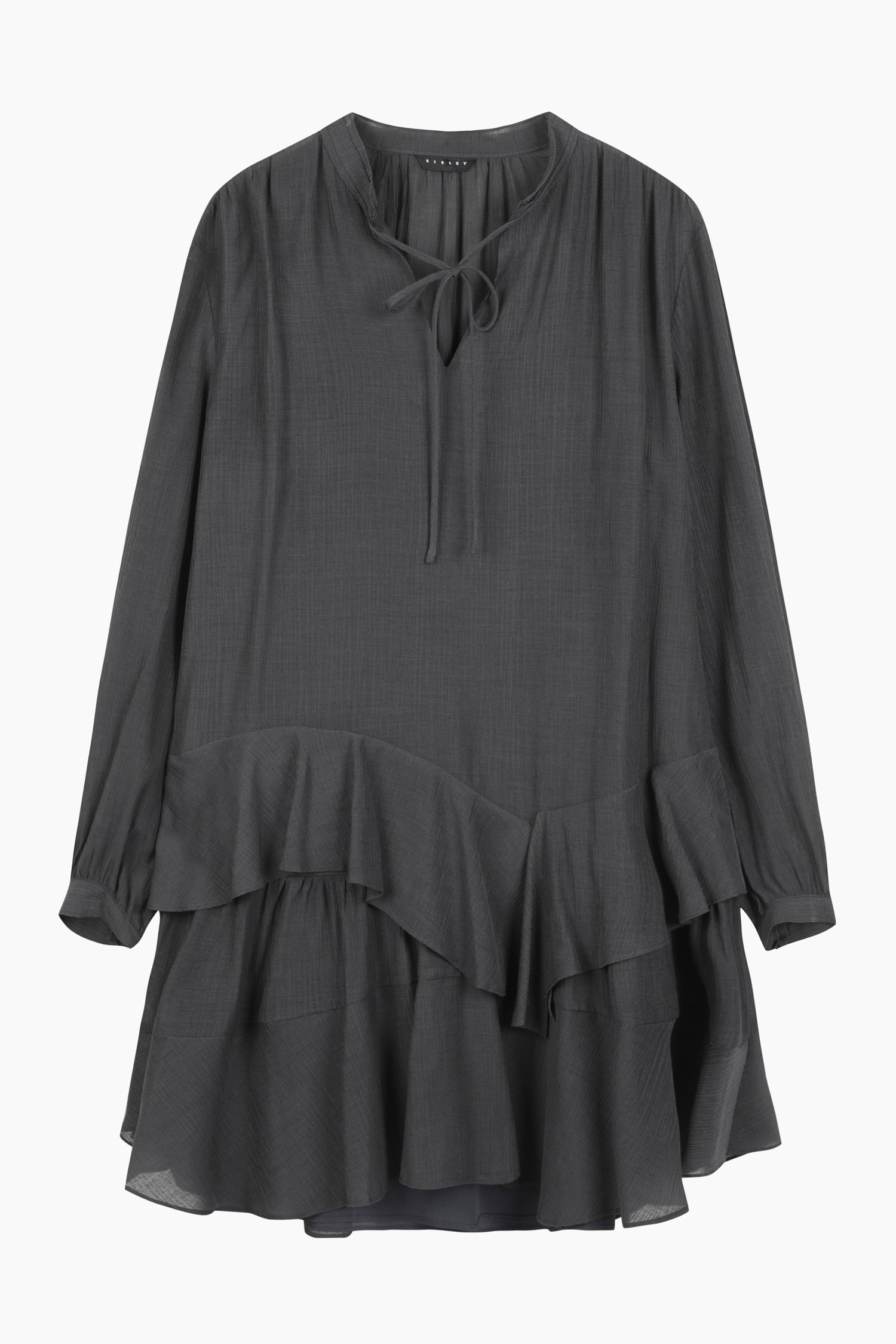 Vestito corto nero con rouches da donna grigio scuro | Sisley Outlet