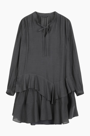 Vestito corto nero con rouches