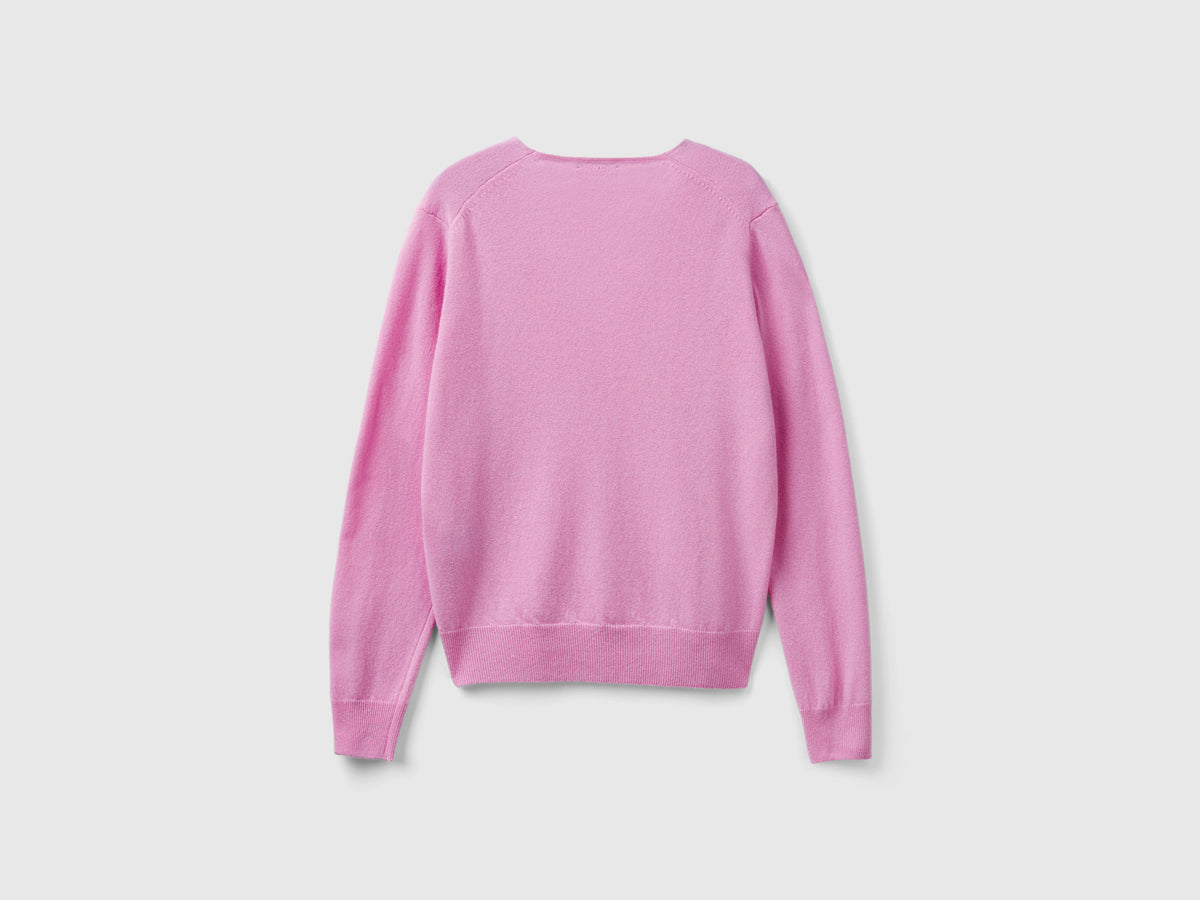 Maglione con scollo a V in pura lana Merino