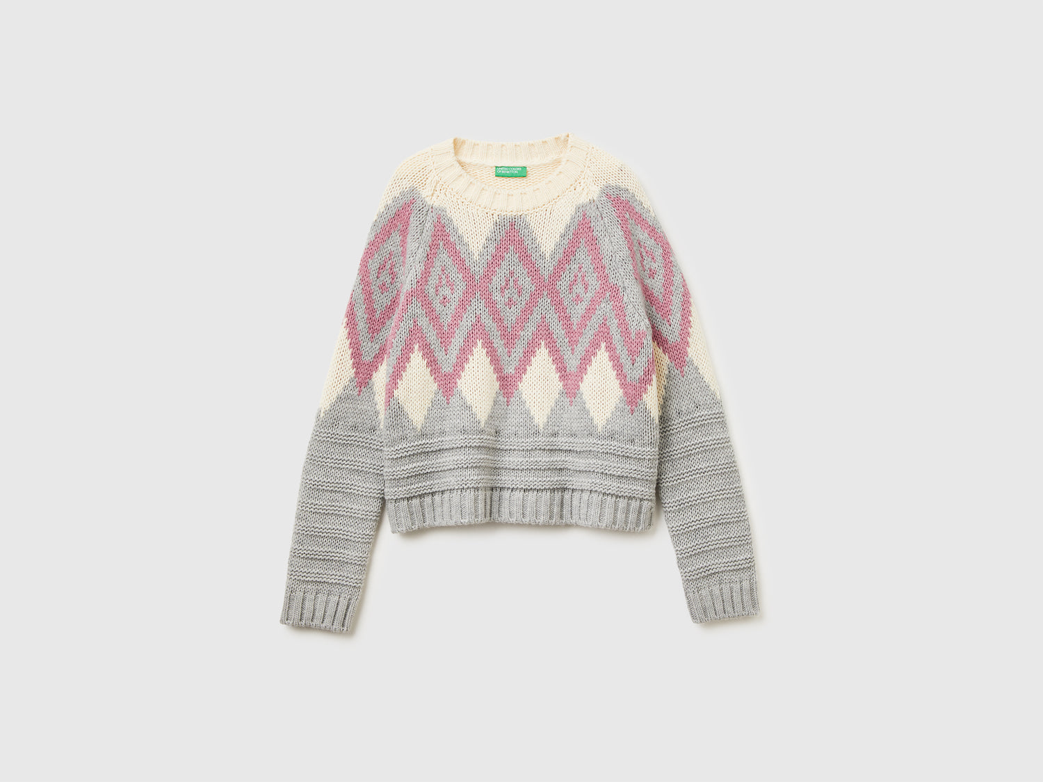 Maglia jacquard da donna grigio chiaro | Benetton Outlet