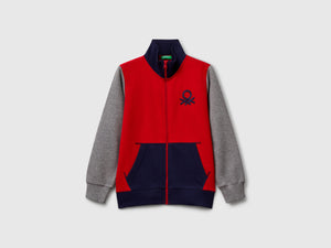 Felpa con zip in puro cotone