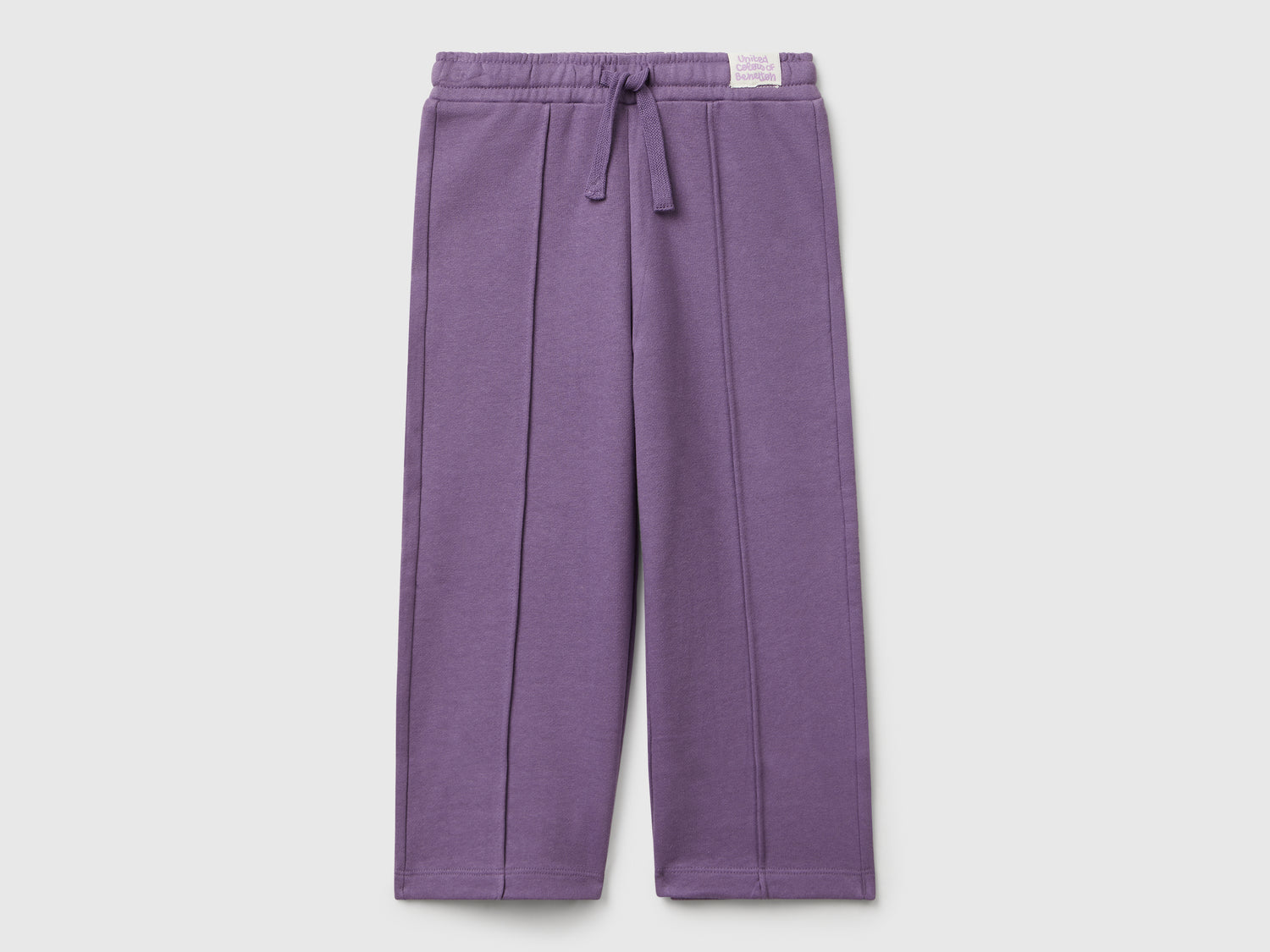 Pantaloni in felpa wide fit da bimba viola | Benetton Outlet