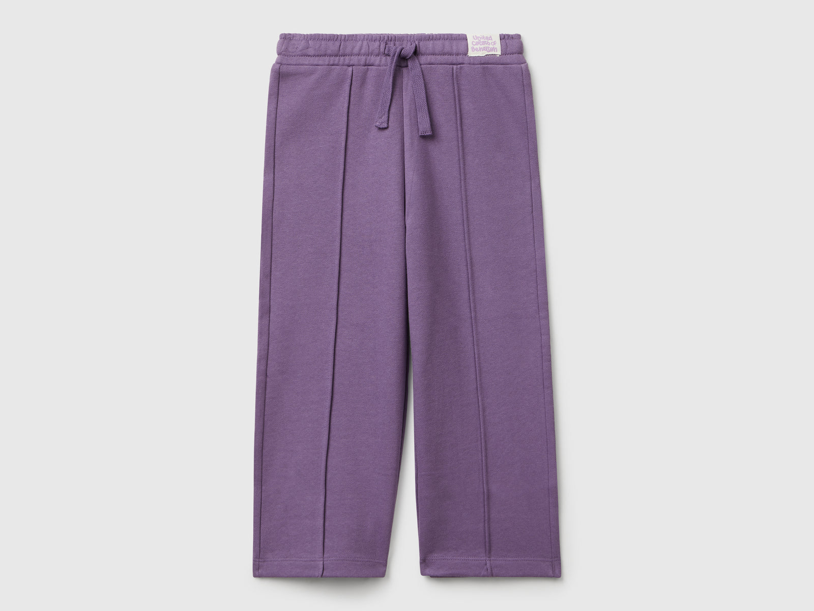 Pantaloni in felpa wide fit da bimba viola | Benetton Outlet