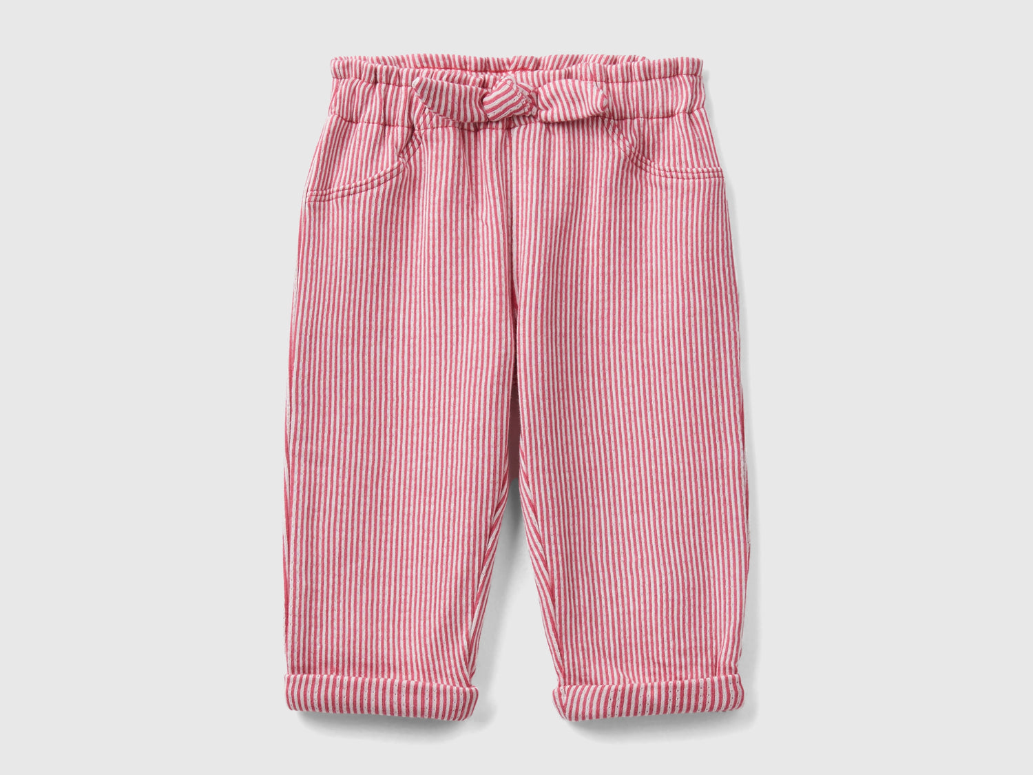 Pantaloni paperbag a righe da neonato salmone | Benetton Outlet
