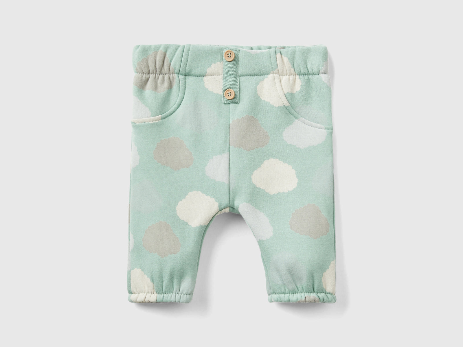 Pantaloni in felpa foderati in ciniglia da neonato verde chiaro | Benetton Outlet