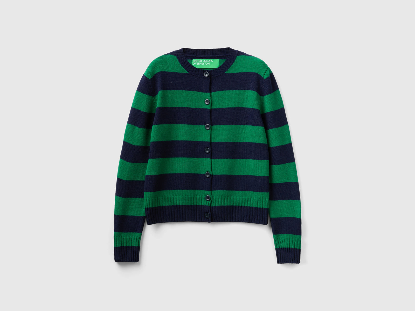 Cardigan a righe bicolor da donna verde | Benetton Outlet