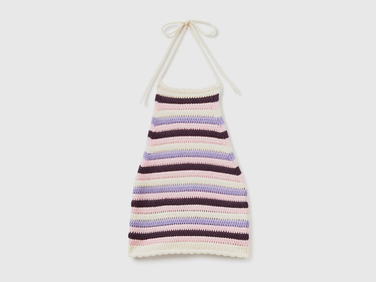 Top copricostume in maglia crochet di misto cotone