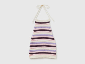 Top copricostume in maglia crochet di misto cotone
