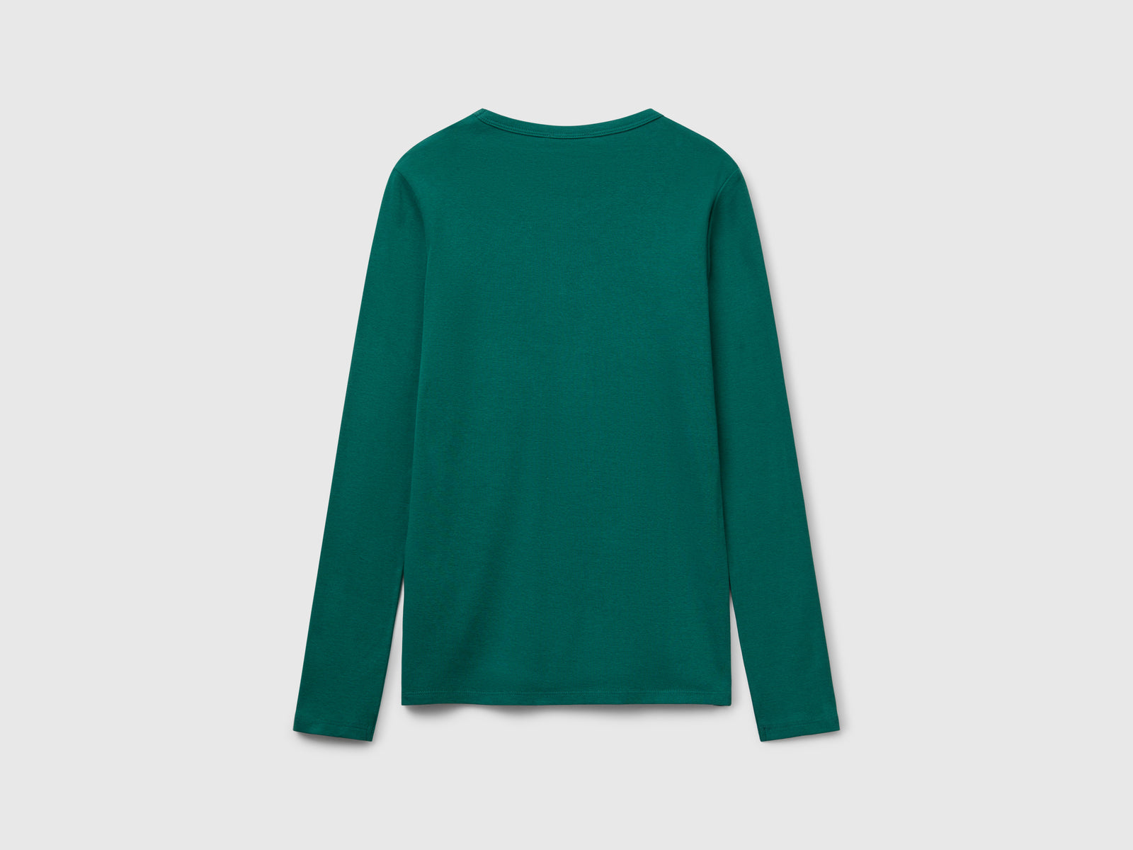 T-shirt manica lunga 100% cotone da donna verde scuro 2 | Benetton Outlet