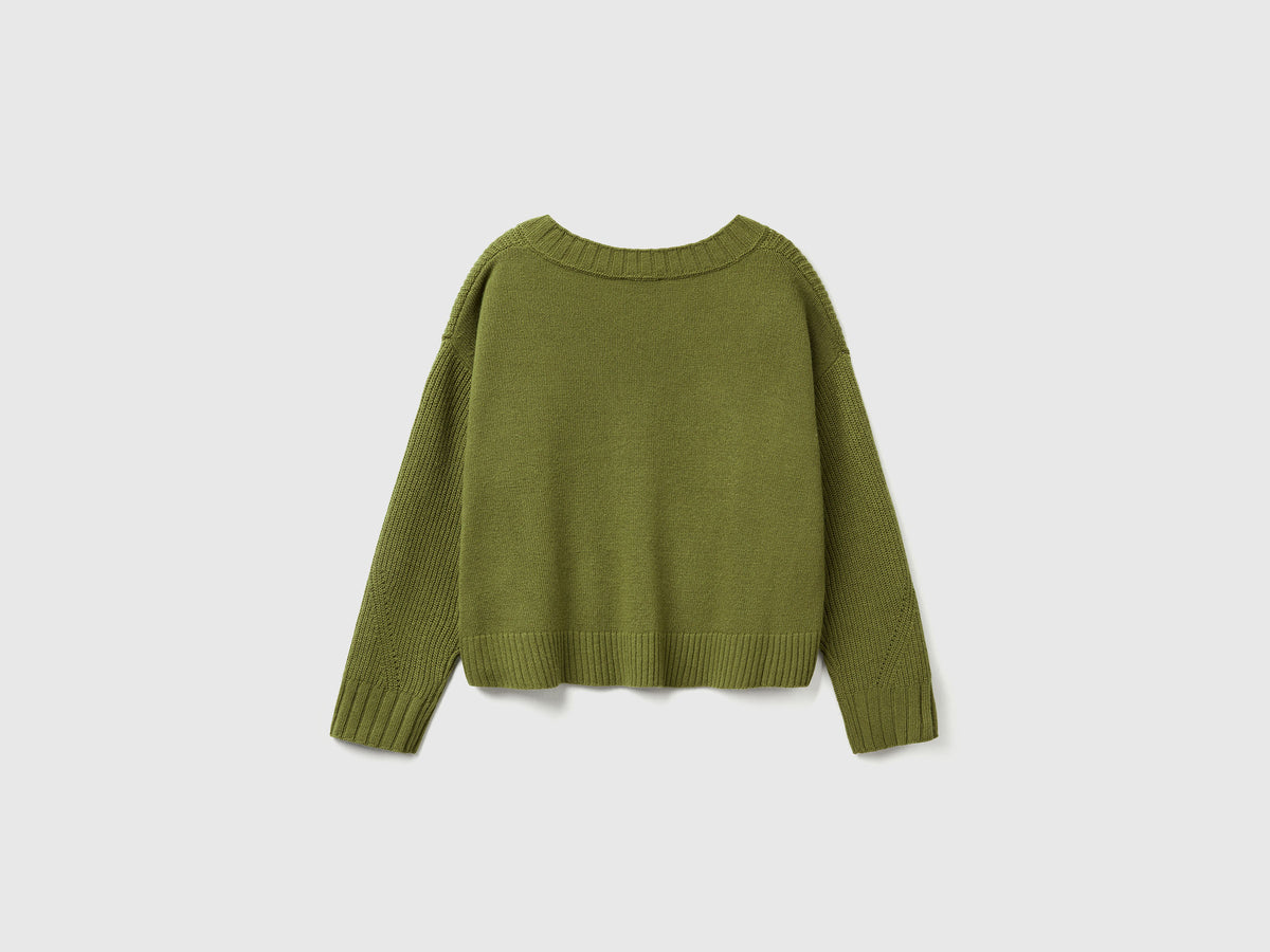 Maglia scollo a V in misto lana