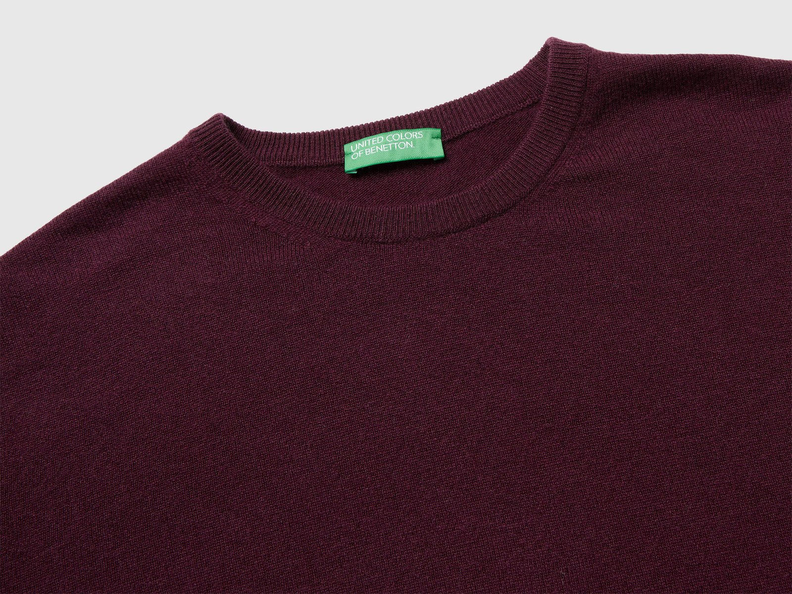 Maglia girocollo prugna in pura lana Merino da uomo bordeaux 3 | Benetton Outlet