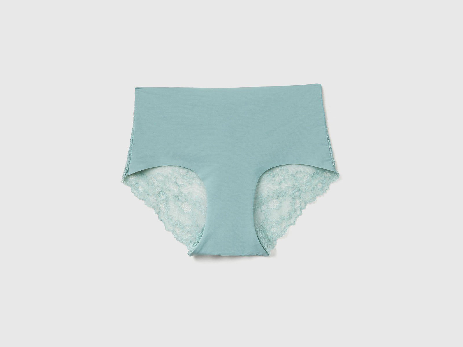 Culotte elasticizzate con pizzo da donna verde acqua | Benetton Outlet