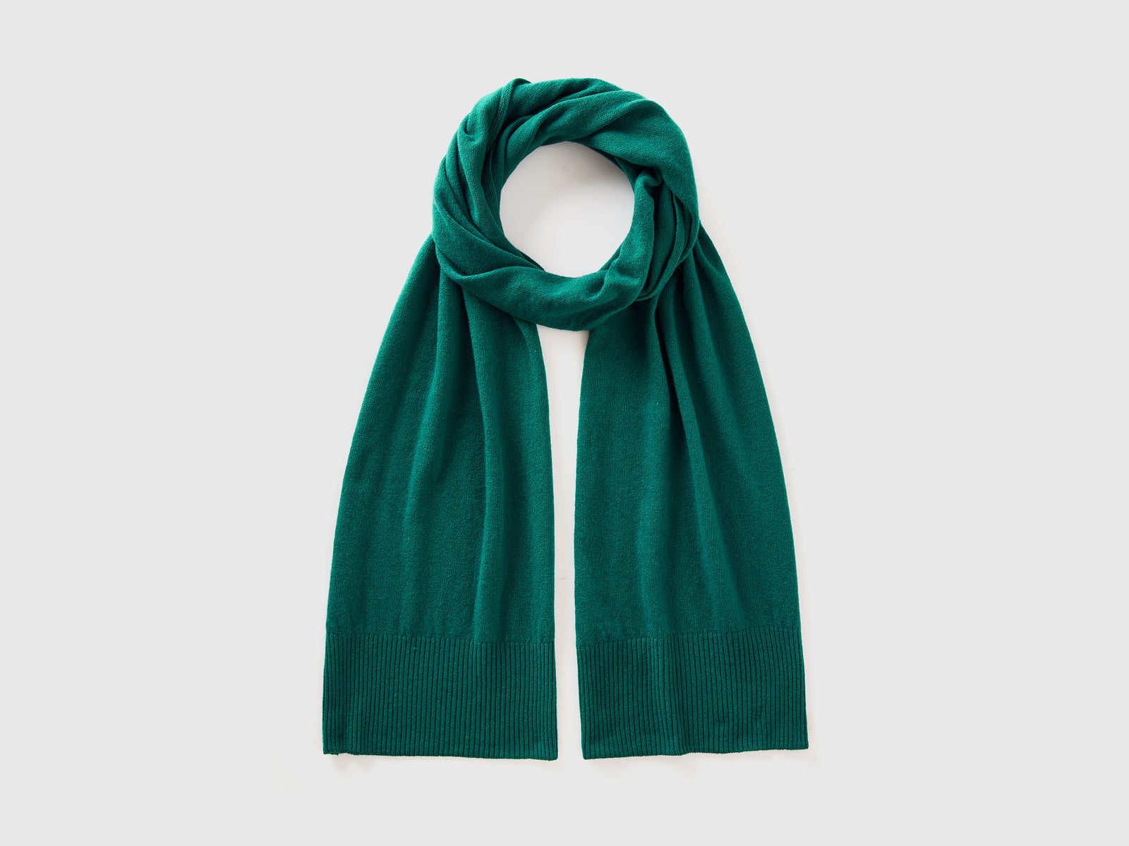 Sciarpa in pura lana Merino da donna verde scuro | Benetton Outlet