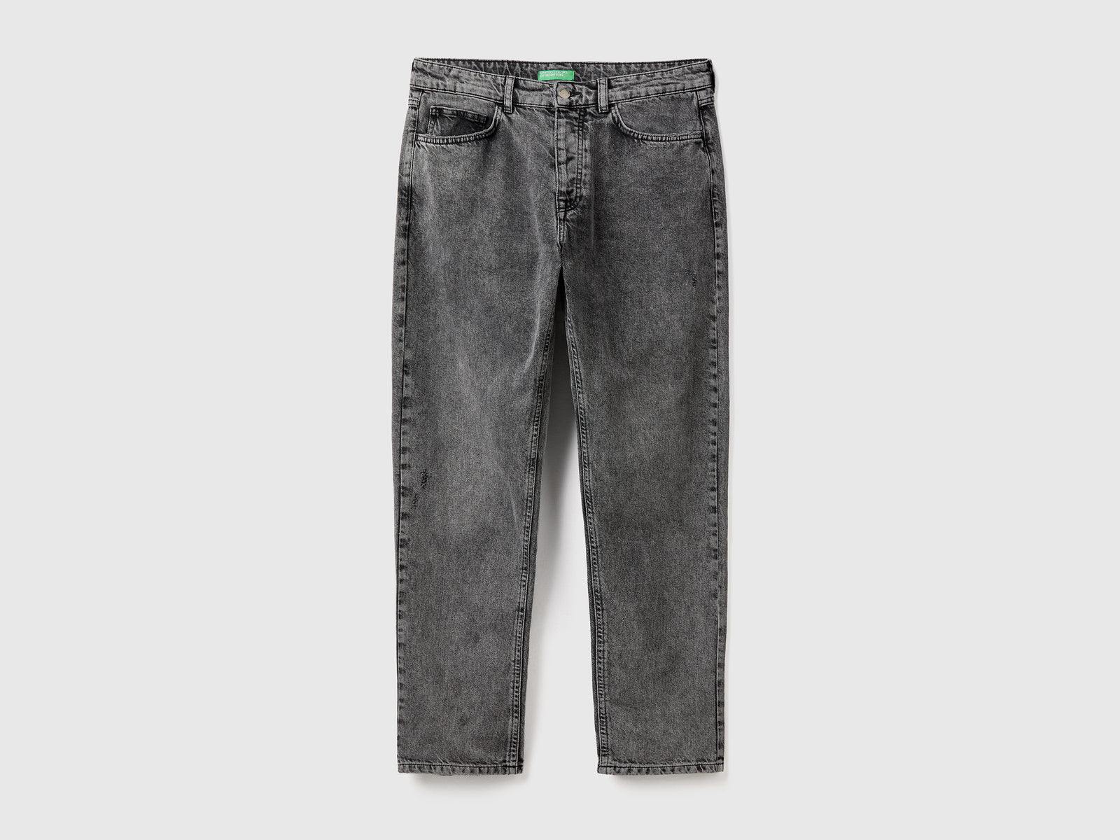Jeans cinque tasche effetto used da uomo nero | Benetton Outlet