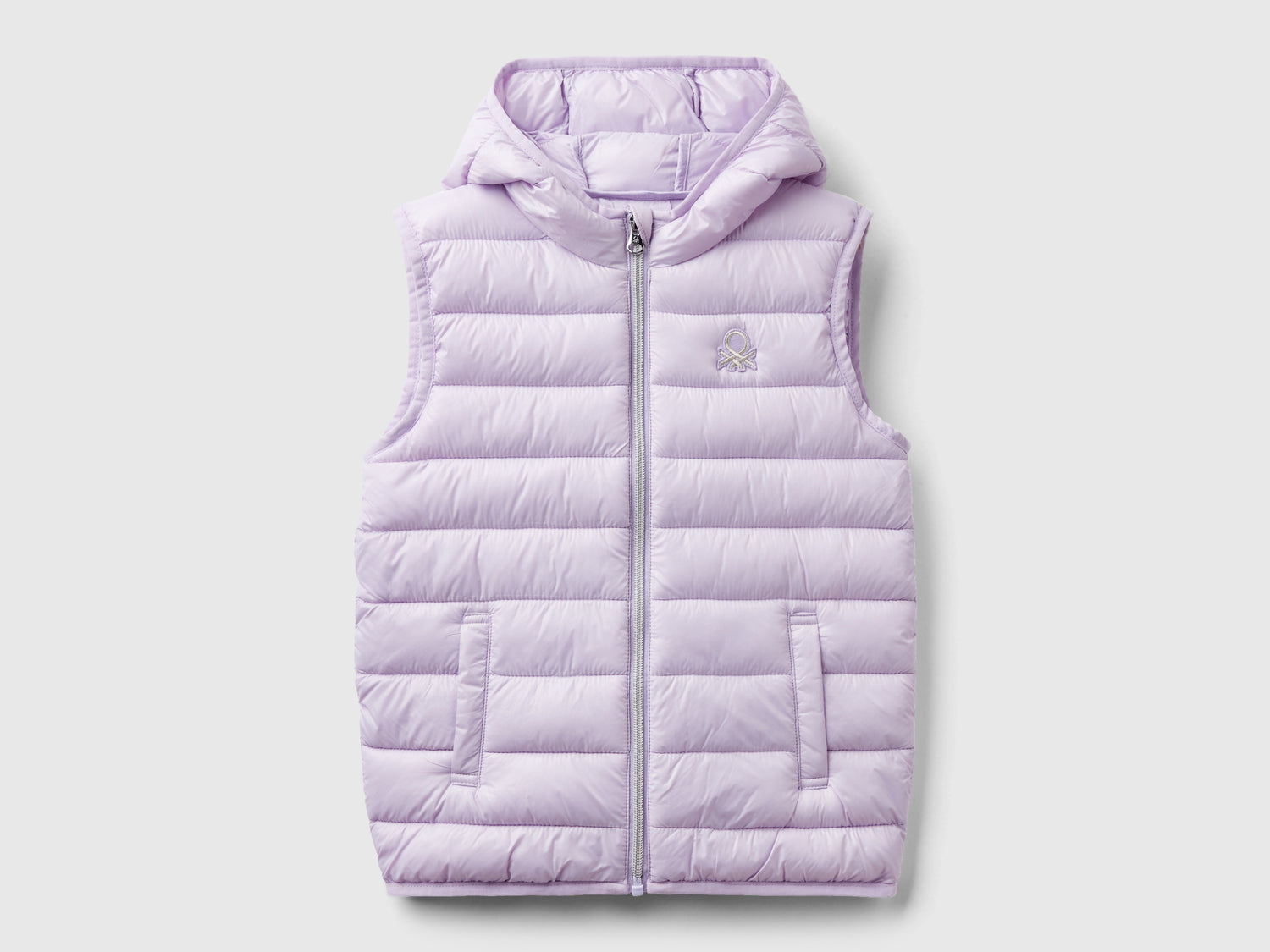 Gilet imbottito con cappuccio da bambina lilla | Benetton Outlet