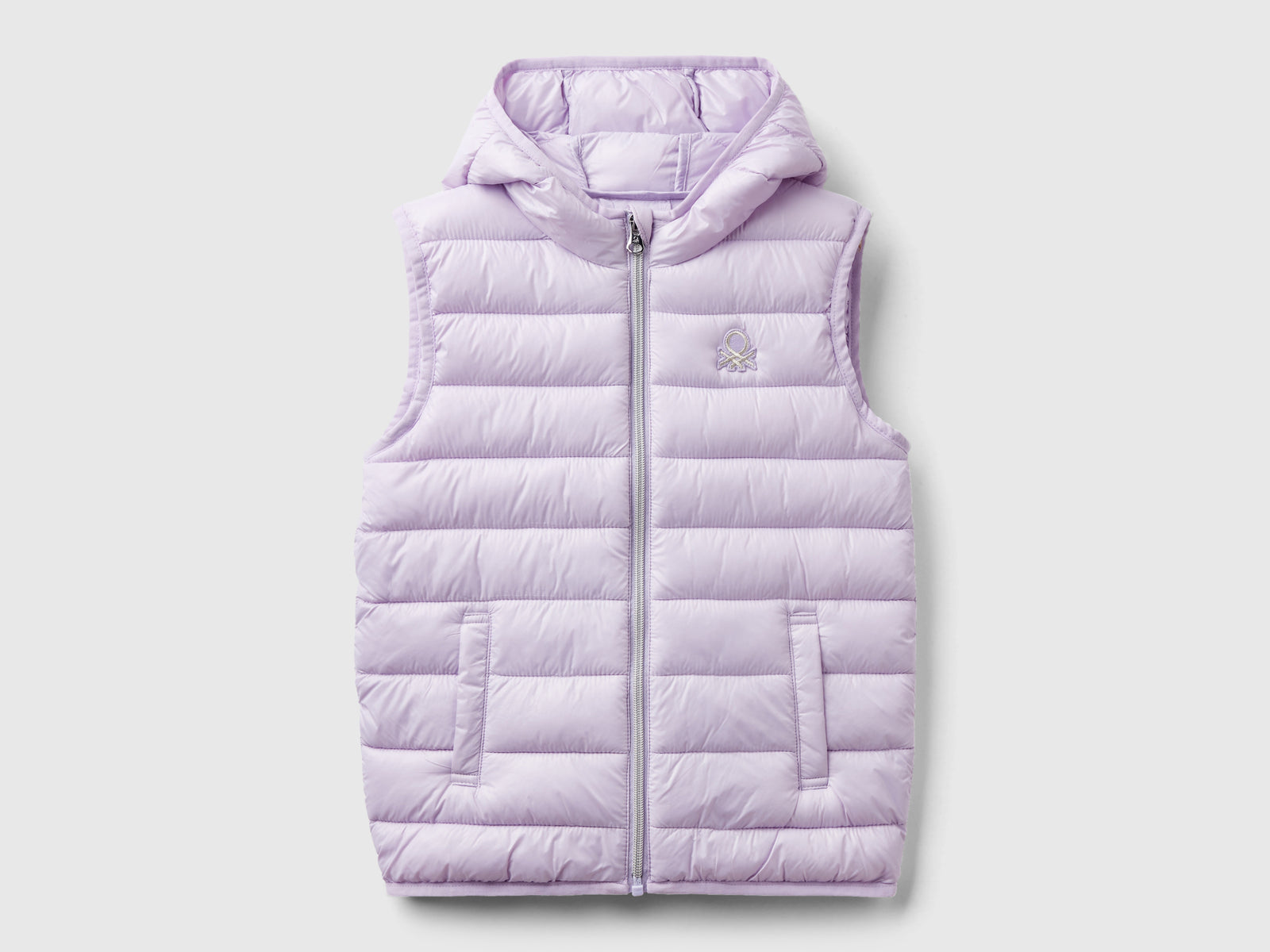 Gilet imbottito con cappuccio da bambina lilla | Benetton Outlet