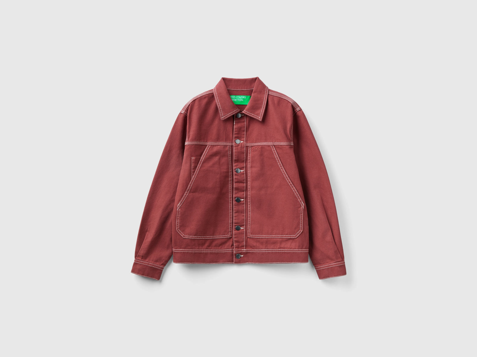 Giacca in tela di cotone da donna bordeaux | Benetton Outlet