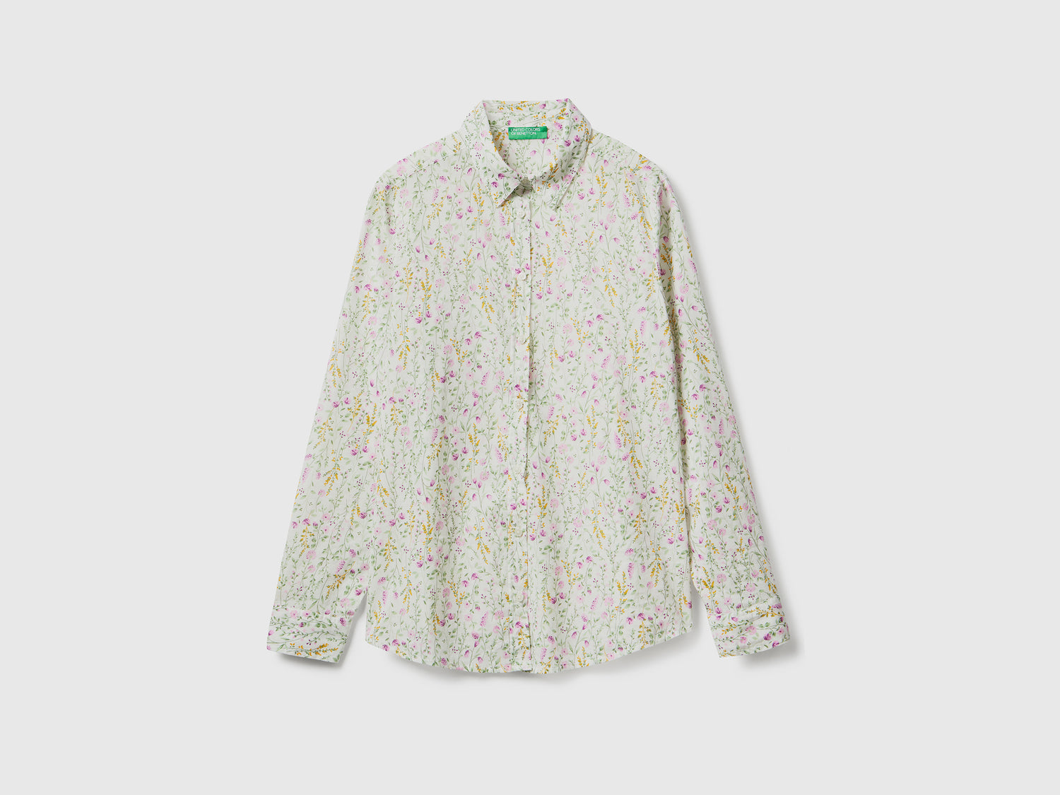 Camicia fantasia 100% cotone da donna bianco | Benetton Outlet
