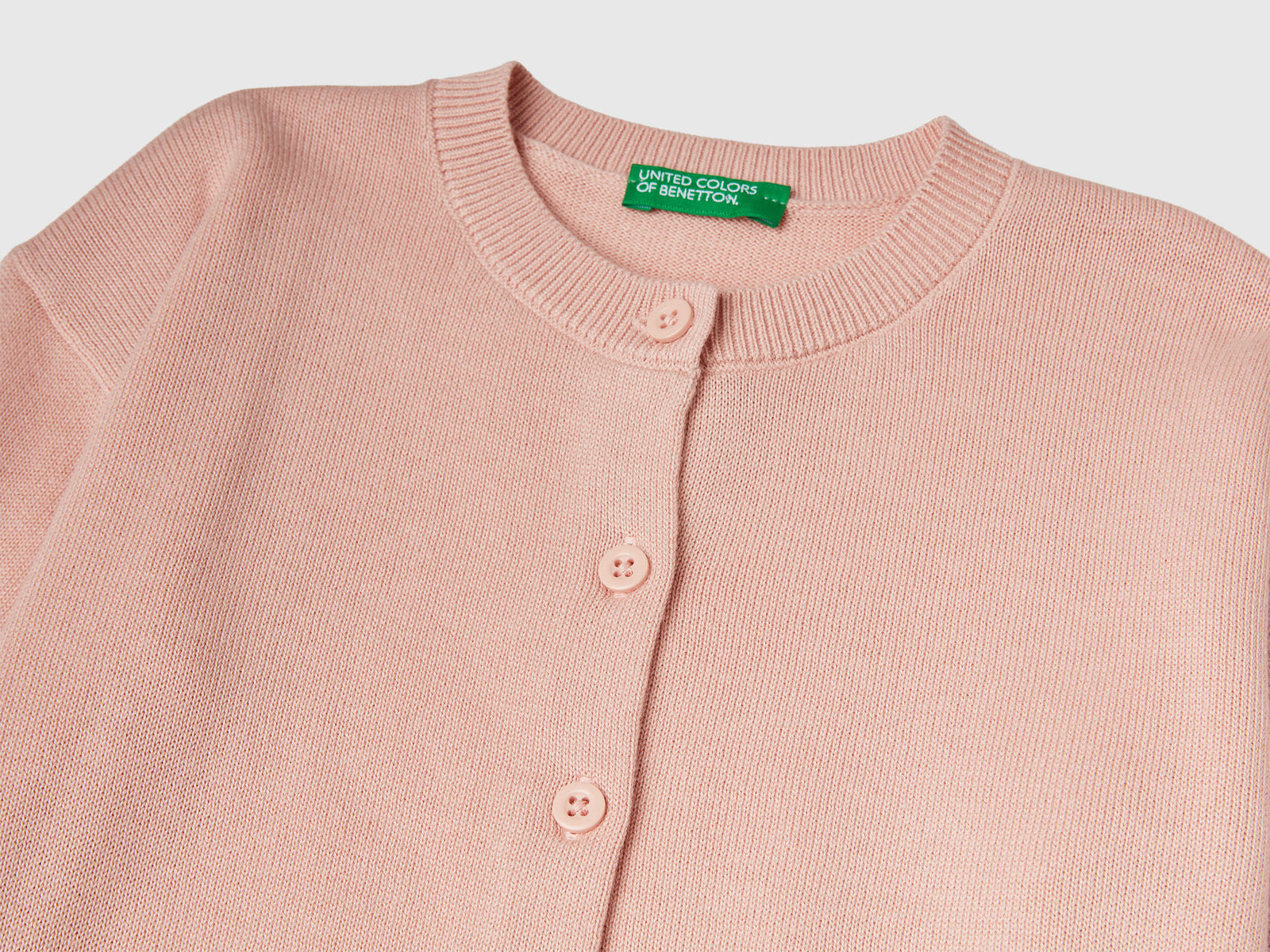 Cardigan girocollo in puro cotone da bimba rosa tenue 3 | Benetton Outlet