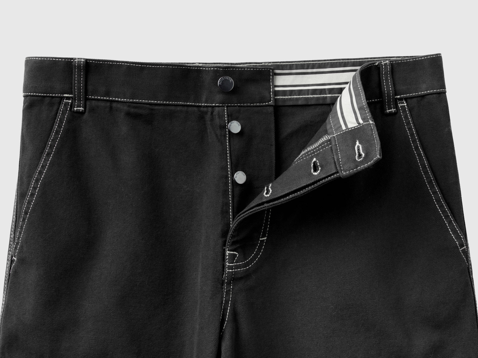 Pantaloni in tela di cotone da uomo nero 3 | Benetton Outlet