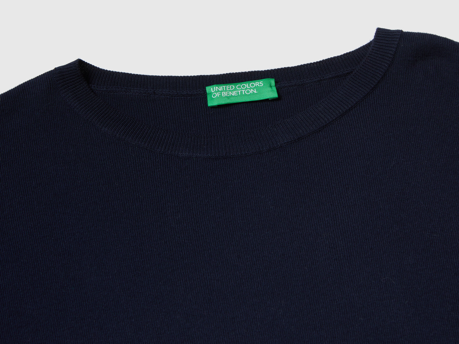 Maglia in cotone con scollo rotondo da donna blu scuro 3 | Benetton Outlet