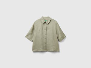 Camicia corta in puro lino