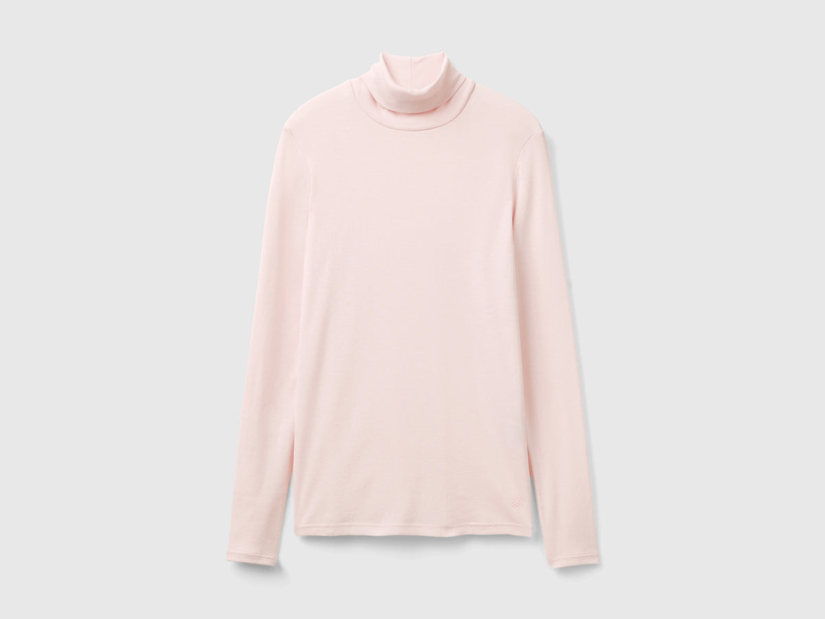 T-shirt a manica lunga con collo alto
