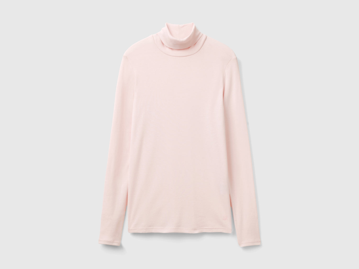 T-shirt a manica lunga con collo alto da donna rosa pastello | Benetton Outlet