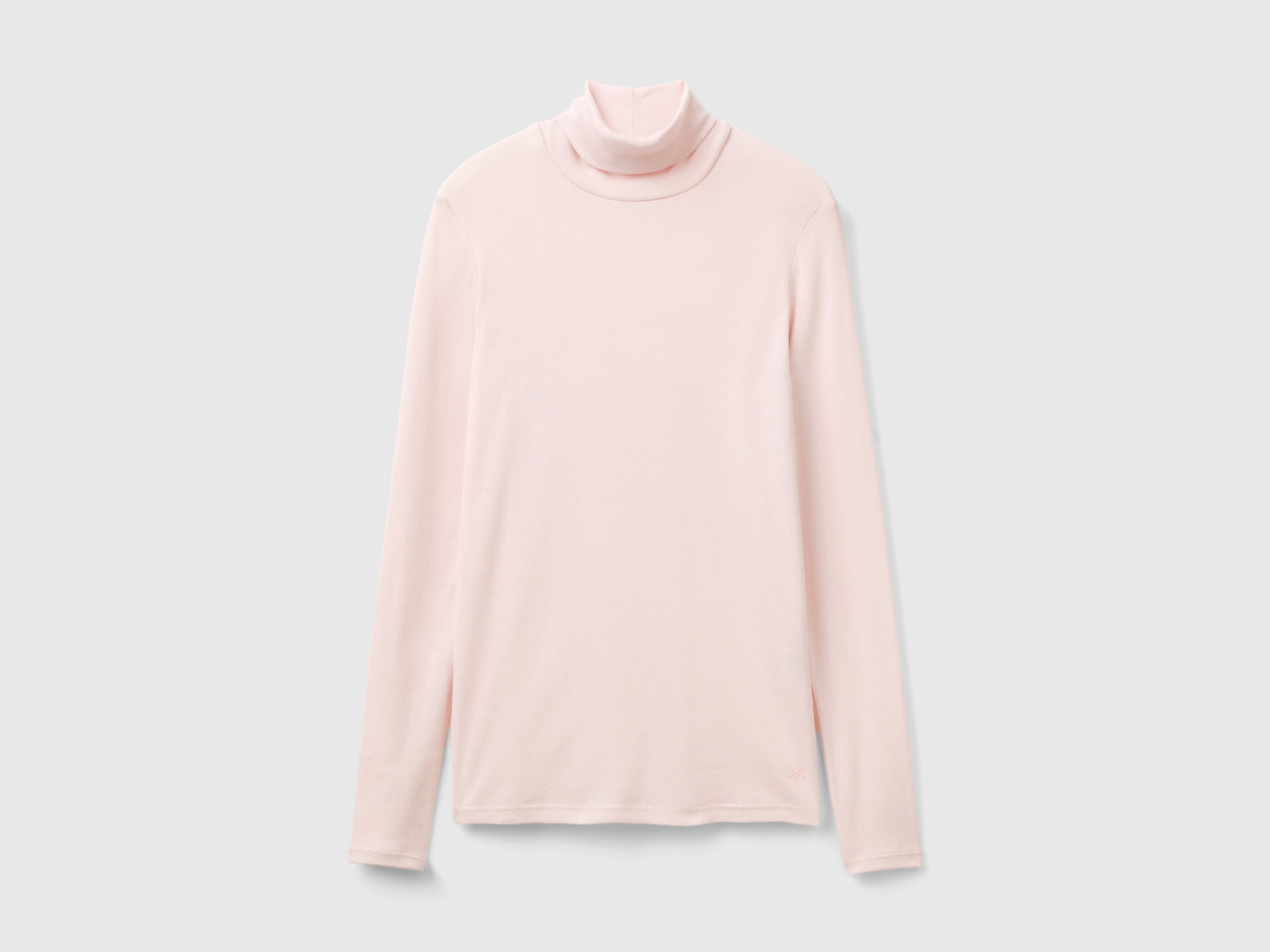 T-shirt a manica lunga con collo alto da donna rosa pastello | Benetton Outlet