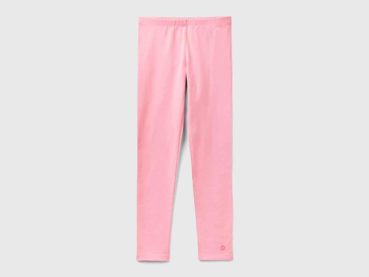 Leggings in cotone stretch con logo