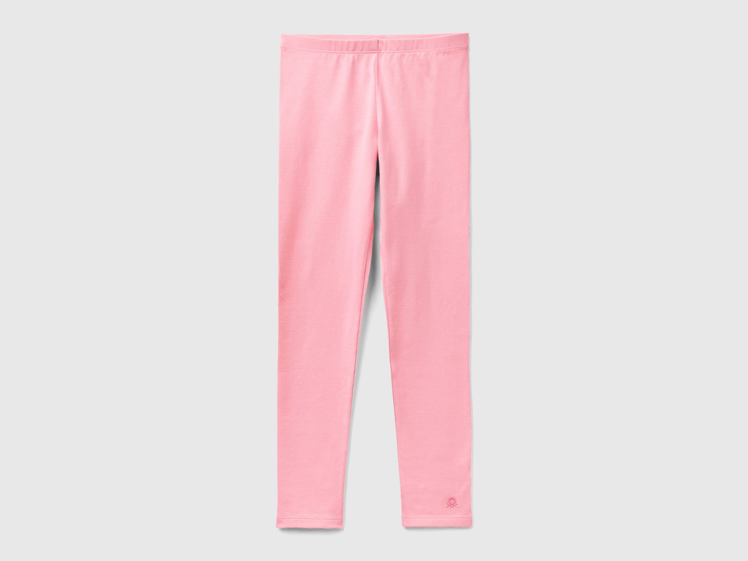 Leggings in cotone stretch con logo da bambina rosa | Benetton Outlet